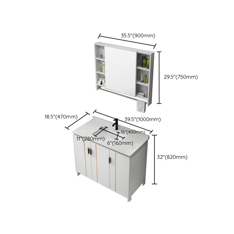 Gorgeous Freestanding Sink Cabinet Mirror Cabinet Bathroom Vanity Set in White Clearhalo 'Bathroom Remodel & Bathroom Fixtures' 'Bathroom Vanities' 'bathroom_vanities' 'Home Improvement' 'home_improvement' 'home_improvement_bathroom_vanities' 1200x1200_2069ecf4-9d60-42ff-a426-d959cb0c1d2a