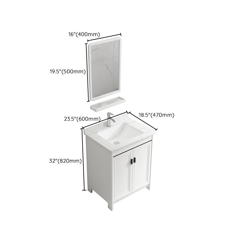 Freestanding Bathroom Vanity Single Sink White Modern Rectangular Vanity Set Clearhalo 'Bathroom Remodel & Bathroom Fixtures' 'Bathroom Vanities' 'bathroom_vanities' 'Home Improvement' 'home_improvement' 'home_improvement_bathroom_vanities' 1200x1200_207353b2-34a4-46c2-bb37-8a4afad81a46