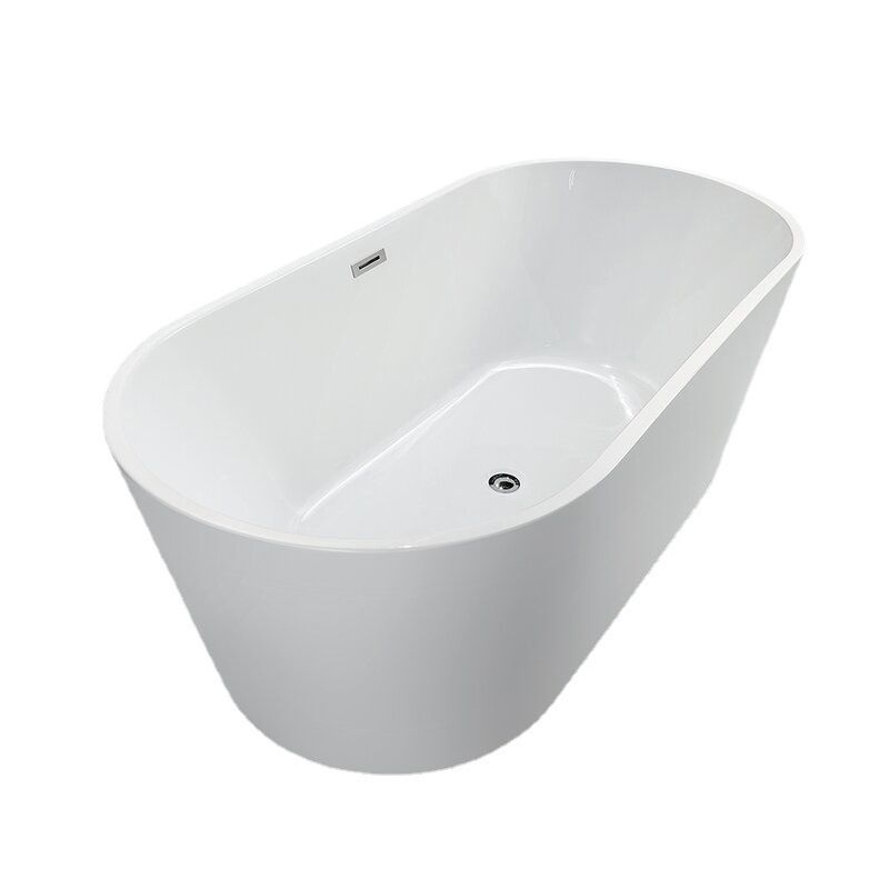 Acrylic Oval Bathtub with Overflow Trim White Soaking Tub with Drain Clearhalo 'Bathroom Remodel & Bathroom Fixtures' 'Bathtubs' 'Home Improvement' 'home_improvement' 'home_improvement_bathtubs' 'Showers & Bathtubs' 1200x1200_20a9e393-5db5-4335-92a2-bc55b0b66c29