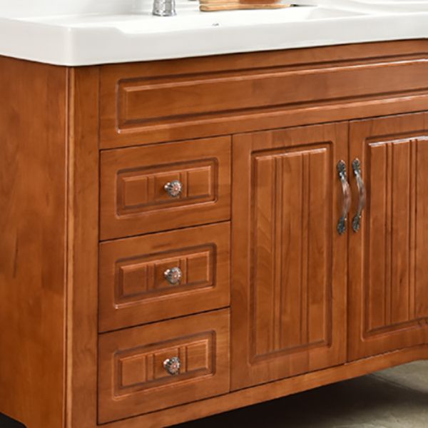 Wood Traditional Sink Vanity Freestanding Bathroom Vanity Set with Mirror Clearhalo 'Bathroom Remodel & Bathroom Fixtures' 'Bathroom Vanities' 'bathroom_vanities' 'Home Improvement' 'home_improvement' 'home_improvement_bathroom_vanities' 1200x1200_20c0506b-f644-48c0-afea-a35d940ce597