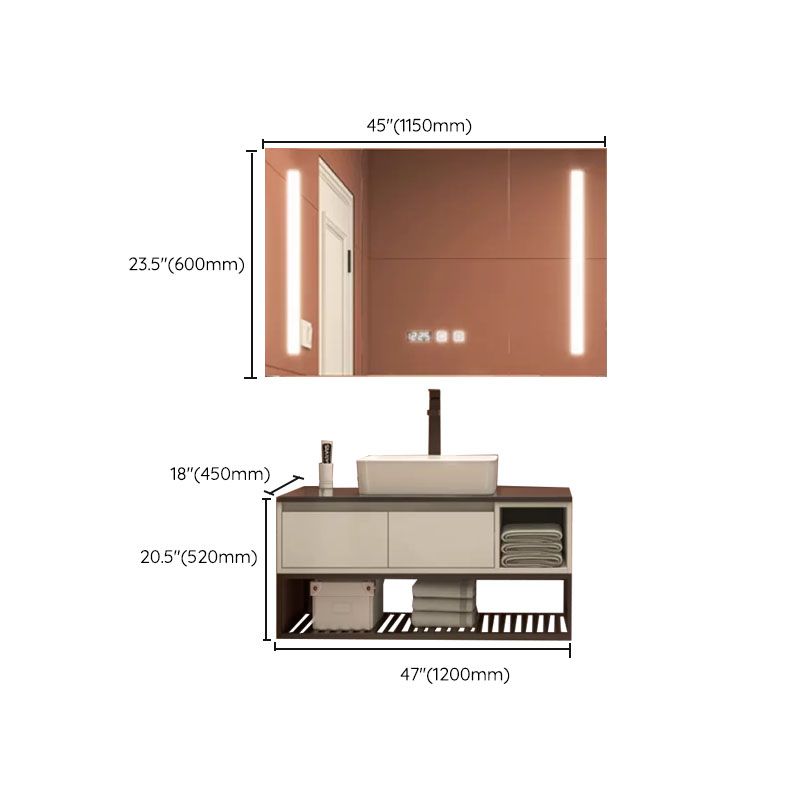 Modern Bathroom Sink Vanity Limestone Top Faucet and Shelving Included Clearhalo 'Bathroom Remodel & Bathroom Fixtures' 'Bathroom Vanities' 'bathroom_vanities' 'Home Improvement' 'home_improvement' 'home_improvement_bathroom_vanities' 1200x1200_217b9d1c-70a4-483a-9ee7-73fb6c42965a