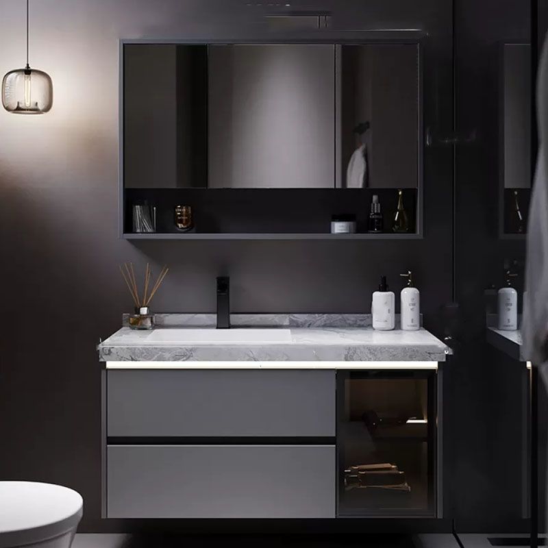 Grey Wall Mounted Standard Rectangular Open Console with Sink Set Clearhalo 'Bathroom Remodel & Bathroom Fixtures' 'Bathroom Vanities' 'bathroom_vanities' 'Home Improvement' 'home_improvement' 'home_improvement_bathroom_vanities' 1200x1200_21ad16bb-09d7-43aa-8943-453a6bca9640