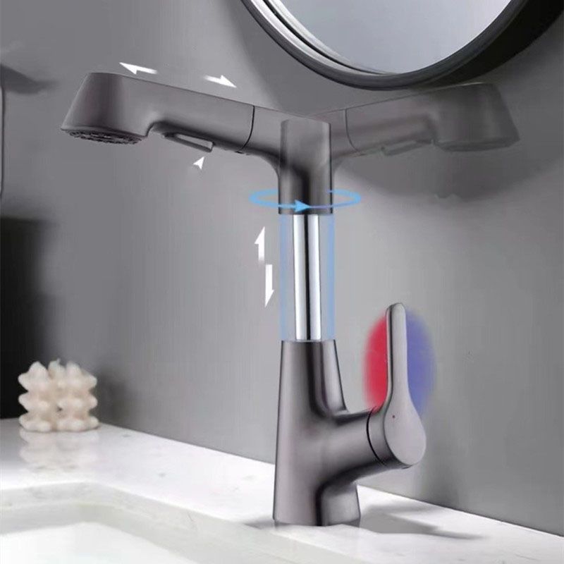 Modern Vessel Sink Faucet Brass Lever Handles Swivel Spout Bathroom Vessel Faucet Clearhalo 'bathroom_sink_faucets' 'Conjuntos de Torneiras de Lavatório e Banheiro' 'home_improvement' 'home_improvement_bathroom_sink_faucets' 'Mobiliário Doméstico' 'Página inicial' 'Renovação e equipamento de casa de banho' 'Torneira para lavatório de banheiro' 1200x1200_21d2b221-33fc-4708-aaf1-5a30eb9567f3