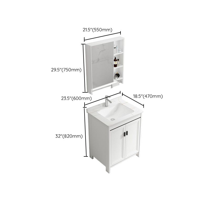 Rectangular Modern Bathroom Vanity White Stone Single Freestanding Vanity Set Clearhalo 'Bathroom Remodel & Bathroom Fixtures' 'Bathroom Vanities' 'bathroom_vanities' 'Home Improvement' 'home_improvement' 'home_improvement_bathroom_vanities' 1200x1200_21db9c59-ae67-4e5a-8d68-df3115a06f3b