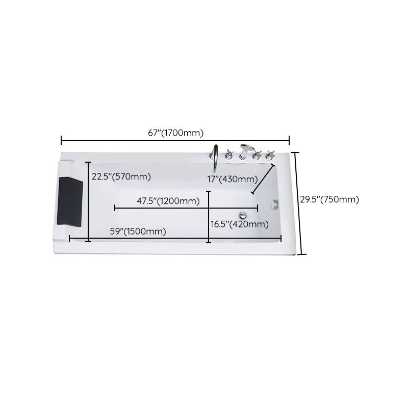 Acrylic Soaking Bathtub Antique Finish Drop-in Back to Wall Bath Tub Clearhalo 'Bathroom Remodel & Bathroom Fixtures' 'Bathtubs' 'Home Improvement' 'home_improvement' 'home_improvement_bathtubs' 'Showers & Bathtubs' 1200x1200_21ea3a5e-0e65-4958-b950-e77c8afee41e