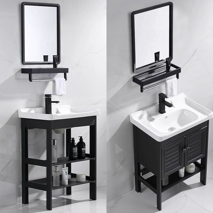 Freestanding Modern Sink Included Bath Vanity in Black for Bathroom Clearhalo 'Bathroom Remodel & Bathroom Fixtures' 'Bathroom Vanities' 'bathroom_vanities' 'Home Improvement' 'home_improvement' 'home_improvement_bathroom_vanities' 1200x1200_21f96920-f2eb-4306-811d-b39a97d42de5