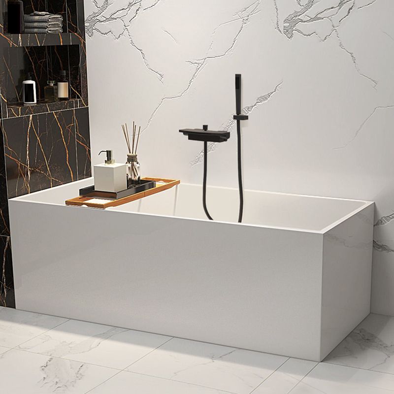 Modern Rectangle Acrylic Bathtub Back to Wall with Drain Bath Tub Clearhalo 'Bathroom Remodel & Bathroom Fixtures' 'Bathtubs' 'Home Improvement' 'home_improvement' 'home_improvement_bathtubs' 'Showers & Bathtubs' 1200x1200_22008a84-4819-4e2c-9f50-c09b3bbe6473