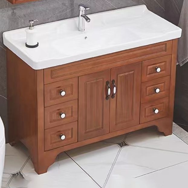 Traditional Wood Sink Vanity Freestanding Bathroom Vanity Set with Mirror Clearhalo 'Bathroom Remodel & Bathroom Fixtures' 'Bathroom Vanities' 'bathroom_vanities' 'Home Improvement' 'home_improvement' 'home_improvement_bathroom_vanities' 1200x1200_2213189a-6476-447c-8eb6-7afbaabb1545