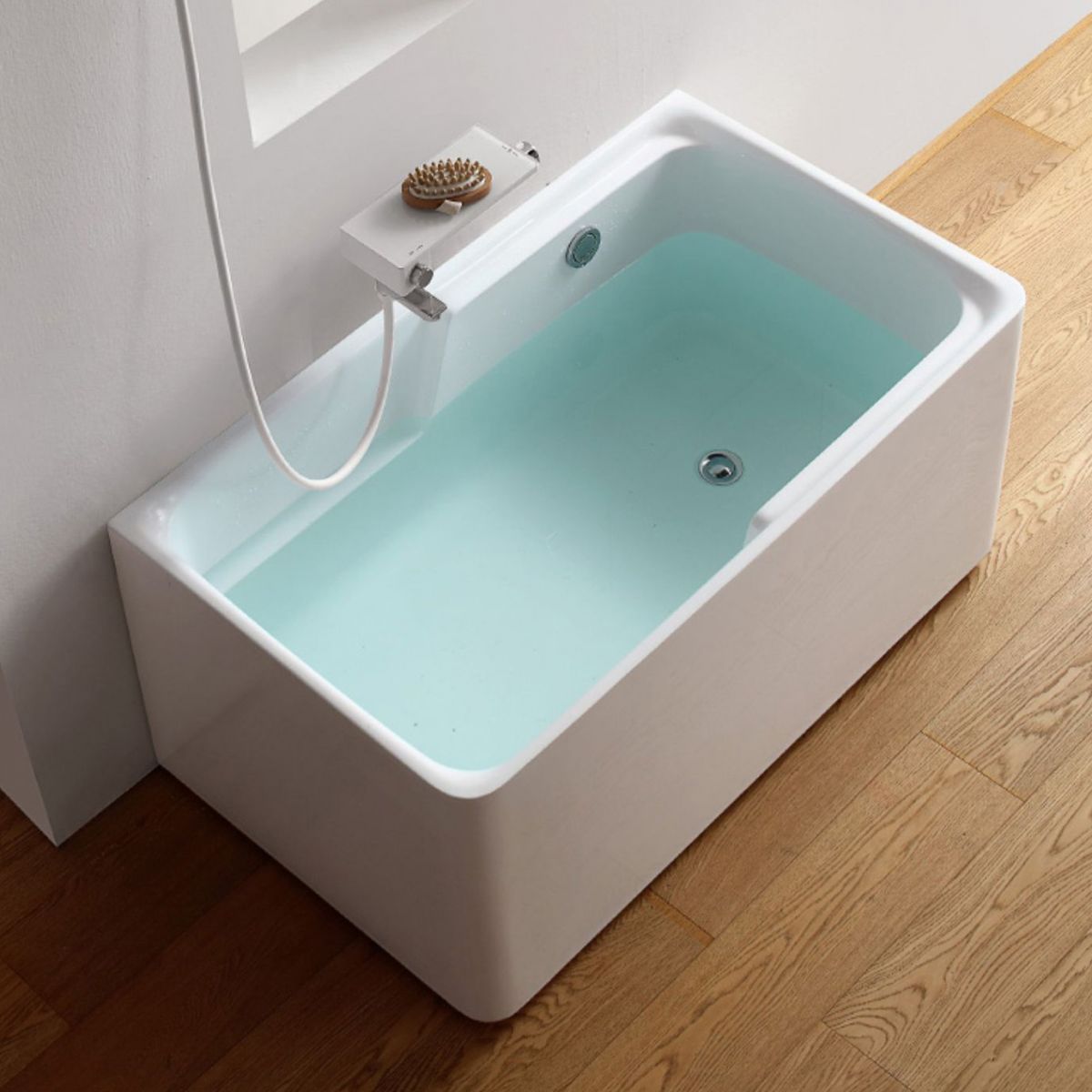 Rectangular Soaking Bathtub Antique Finish Acrylic Back to Wall Bath Tub Clearhalo 'Bathroom Remodel & Bathroom Fixtures' 'Bathtubs' 'Home Improvement' 'home_improvement' 'home_improvement_bathtubs' 'Showers & Bathtubs' 1200x1200_224eb95f-3ed7-4874-86c3-2a302302105d