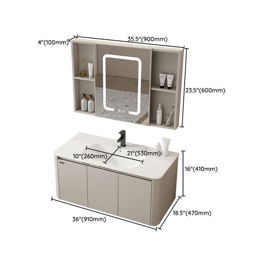 2 Doors Bathroom Vanity Metal Frame Mirror Wall Mounted Glam Cream Single Sink Vanity Clearhalo 'Bathroom Remodel & Bathroom Fixtures' 'Bathroom Vanities' 'bathroom_vanities' 'Home Improvement' 'home_improvement' 'home_improvement_bathroom_vanities' 1200x1200_227ea24f-2297-49f8-bef0-264ba1fa7df5