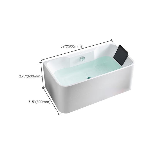 Modern White Rectangle Bathtub Acrylic Back to Wall with Drain Bath Tub Clearhalo 'Bathroom Remodel & Bathroom Fixtures' 'Bathtubs' 'Home Improvement' 'home_improvement' 'home_improvement_bathtubs' 'Showers & Bathtubs' 1200x1200_2291e881-80cf-4506-a6e4-c82aec346e41