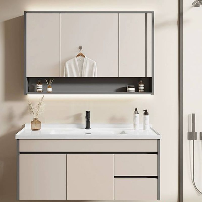 Contemporary Bathroom Sink Vanity Wall Mount Open Shelf with Soft Close Door Clearhalo 'Bathroom Remodel & Bathroom Fixtures' 'Bathroom Vanities' 'bathroom_vanities' 'Home Improvement' 'home_improvement' 'home_improvement_bathroom_vanities' 1200x1200_229bd559-acb3-43fc-a12f-5e570dd37bc5