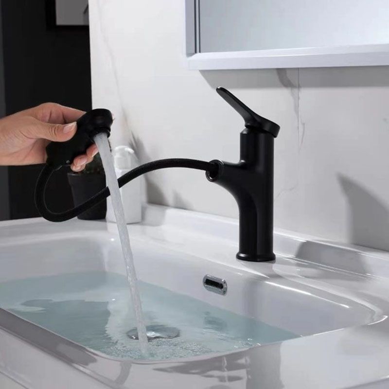 Modern Style Vessel Sink Faucet Lever Handle Copper Retractable Low Arc Vessel Faucet Clearhalo 'bathroom_sink_faucets' 'Conjunta de Baño y Conjunta de Grifo' 'Coronamiento de Baño y Dispositivo de Baño' 'Grifo del lavabo del baño' 'Hogar' 'home_improvement' 'home_improvement_bathroom_sink_faucets' 'Mejoras para el hogar' 1200x1200_22c8b262-0114-404d-98b8-eae59e2a3f92