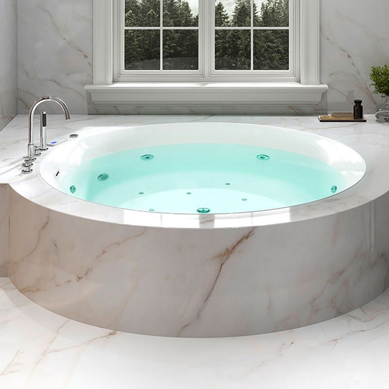 Drop-in Acrylic Round Bathtub Modern Air/ Whirlpool Bathtub in White Clearhalo 'Bathroom Remodel & Bathroom Fixtures' 'Bathtubs' 'Home Improvement' 'home_improvement' 'home_improvement_bathtubs' 'Showers & Bathtubs' 1200x1200_22defa05-7a8d-4259-aaf3-f59bd3710304