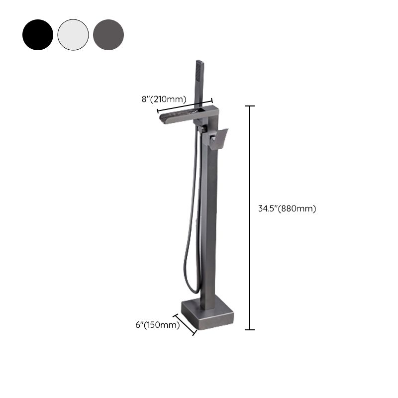 Floor Mounted Metal Freestanding Tub Filler Swivel Freestanding Faucet with Spray Gun Clearhalo 'Bathroom Remodel & Bathroom Fixtures' 'Bathtub Faucets' 'bathtub_faucets' 'Home Improvement' 'home_improvement' 'home_improvement_bathtub_faucets' 1200x1200_231294e3-a2b8-4367-bd44-03de17e5401c