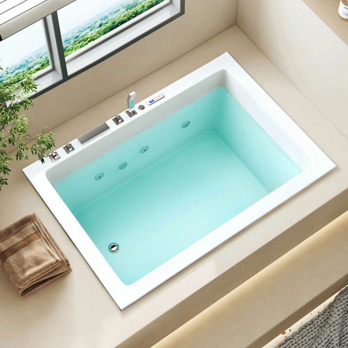 Modern Drop-in Acrylic Bathtub Rectangle Soaking/Whirlpool Bathtub Clearhalo 'Bathroom Remodel & Bathroom Fixtures' 'Bathtubs' 'Home Improvement' 'home_improvement' 'home_improvement_bathtubs' 'Showers & Bathtubs' 1200x1200_231c3042-68b4-408b-8751-2a1da2cea6d7