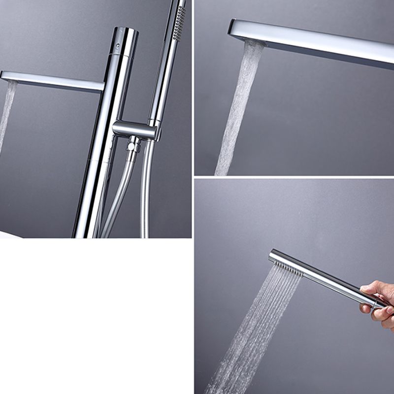 Modern Floor Standing Faucet Handheld Shower Head Bathtub Faucet Clearhalo 'Bathroom Remodel & Bathroom Fixtures' 'Bathtub Faucets' 'bathtub_faucets' 'Home Improvement' 'home_improvement' 'home_improvement_bathtub_faucets' 1200x1200_231fa536-a64d-407d-9456-198e31f5991c