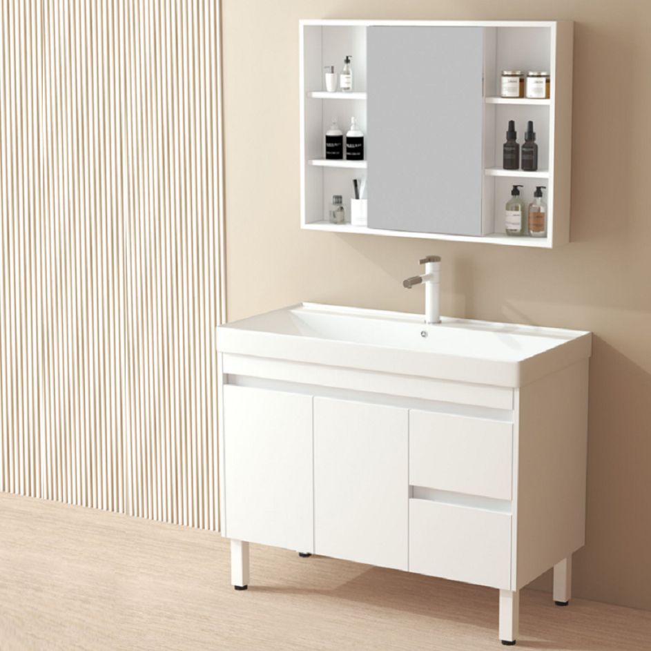 Wooden Sink Vanity Modern White Single-Sink Rectangular Vanity Set Clearhalo 'Bathroom Remodel & Bathroom Fixtures' 'Bathroom Vanities' 'bathroom_vanities' 'Home Improvement' 'home_improvement' 'home_improvement_bathroom_vanities' 1200x1200_23217ce9-ab30-407a-bc0c-e8654b91ef05