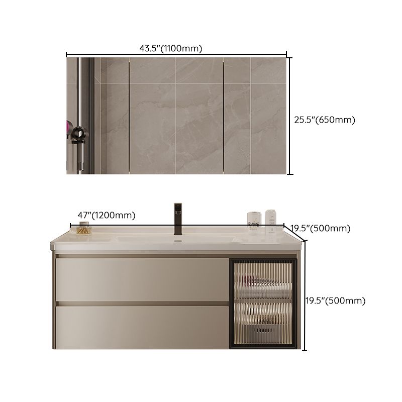 Wall Mount Bathroom Vanity Modern Glass Single-Sink Rectangular Vanity Set Clearhalo 'Bathroom Remodel & Bathroom Fixtures' 'Bathroom Vanities' 'bathroom_vanities' 'Home Improvement' 'home_improvement' 'home_improvement_bathroom_vanities' 1200x1200_23281fb9-4833-4bdf-9be5-f55af4f2c784