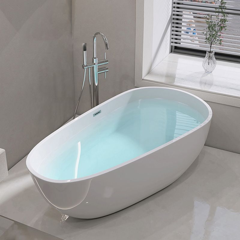 Oval Freestanding Soaking Bathtub Modern Acrylic Bathtub with Drain and Overflow Trim Clearhalo 'Bathroom Remodel & Bathroom Fixtures' 'Bathtubs' 'Home Improvement' 'home_improvement' 'home_improvement_bathtubs' 'Showers & Bathtubs' 1200x1200_233f3658-7ba9-4ea0-afd3-cc3ef65bfc6b