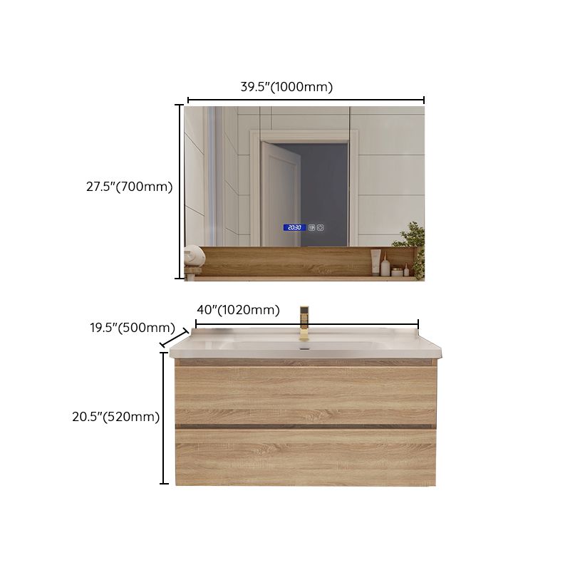 Drawers Bath Vanity Wood Mirror Rectangle Single Sink Wall Mount Vanity Set Clearhalo 'Bathroom Remodel & Bathroom Fixtures' 'Bathroom Vanities' 'bathroom_vanities' 'Home Improvement' 'home_improvement' 'home_improvement_bathroom_vanities' 1200x1200_2349e9d1-536c-490a-ae08-558ffd0c84c2