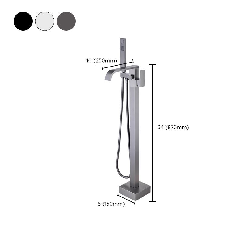 Floor Mounted Metal Freestanding Tub Filler Swivel Freestanding Faucet with Spray Gun Clearhalo 'Bathroom Remodel & Bathroom Fixtures' 'Bathtub Faucets' 'bathtub_faucets' 'Home Improvement' 'home_improvement' 'home_improvement_bathtub_faucets' 1200x1200_23693fba-4431-4da9-9c59-c24b22049bde