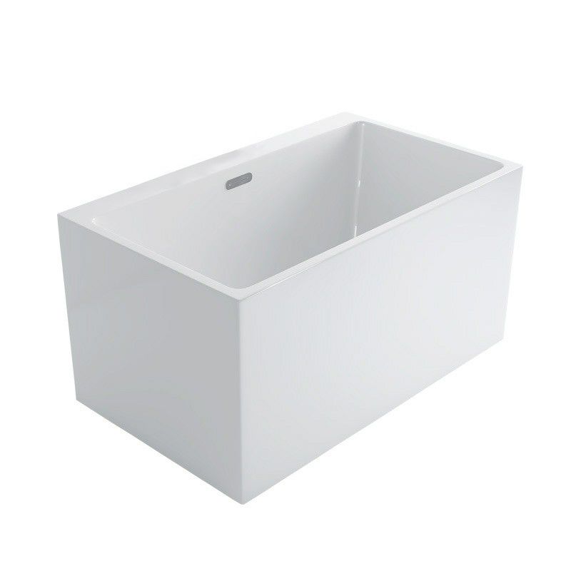 Acrylic Rectangular Back to Wall Bath Tub Freestanding Bathtub with Center Drain Clearhalo 'Bathroom Remodel & Bathroom Fixtures' 'Bathtubs' 'Home Improvement' 'home_improvement' 'home_improvement_bathtubs' 'Showers & Bathtubs' 1200x1200_236ff3aa-a57b-4dfe-a93c-526a8fc5eff8