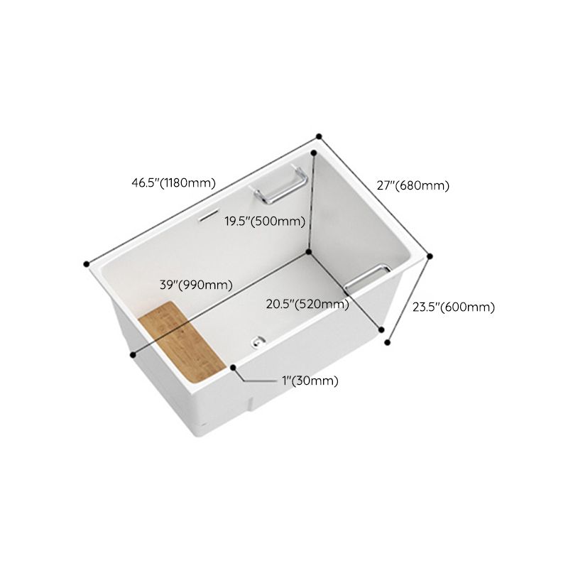 Modern White Acrylic Embedded Bathtub with Drain Bath Tub and Solid Wood Base Plate Clearhalo 'Bathroom Remodel & Bathroom Fixtures' 'Bathtubs' 'Home Improvement' 'home_improvement' 'home_improvement_bathtubs' 'Showers & Bathtubs' 1200x1200_2379f116-9416-4549-83fd-44f8ae5b3383