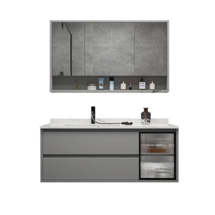 Modern Vanity Set Single Gray Rectangular Wall Mount Bath Vanity Clearhalo 'Bathroom Remodel & Bathroom Fixtures' 'Bathroom Vanities' 'bathroom_vanities' 'Home Improvement' 'home_improvement' 'home_improvement_bathroom_vanities' 1200x1200_2388d4d1-97c3-45ca-af61-7a8fee2f6178