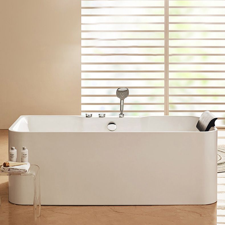 Soaking Acrylic Bathtub Freestanding White Rectangular Back to Wall Bath Clearhalo 'Bathroom Remodel & Bathroom Fixtures' 'Bathtubs' 'Home Improvement' 'home_improvement' 'home_improvement_bathtubs' 'Showers & Bathtubs' 1200x1200_23a3c775-6102-4dce-a135-cde8a1da5460