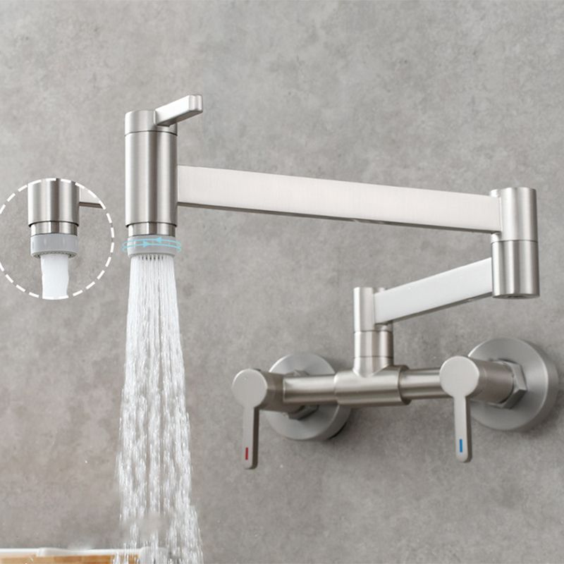 Modern Pull Down 2-Handle Pot Filler Low Profile Wall-mounted Faucet Clearhalo 'Home Improvement' 'home_improvement' 'home_improvement_kitchen_faucets' 'Kitchen Faucets' 'Kitchen Remodel & Kitchen Fixtures' 'Kitchen Sinks & Faucet Components' 'kitchen_faucets' 1200x1200_23c247a7-54f6-4667-a4c4-2c2357e389bd