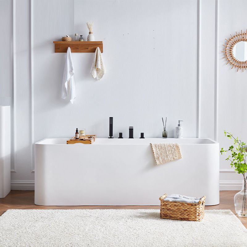 Stone Soaking Bathtub Antique Finish Rectangular Back to Wall Bathtub (Board not Included) Clearhalo 'Bathroom Remodel & Bathroom Fixtures' 'Bathtubs' 'Home Improvement' 'home_improvement' 'home_improvement_bathtubs' 'Showers & Bathtubs' 1200x1200_23c2ed55-a4a0-4fcf-8062-7417f555e661