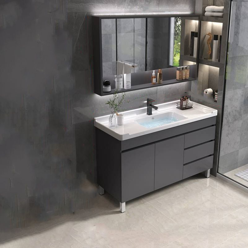 Grey Modern Solid Wood Single-Sink Open Console with Sink Set Clearhalo 'Bathroom Remodel & Bathroom Fixtures' 'Bathroom Vanities' 'bathroom_vanities' 'Home Improvement' 'home_improvement' 'home_improvement_bathroom_vanities' 1200x1200_240c26e4-095e-42f9-bc86-80cfc8f0bb9f