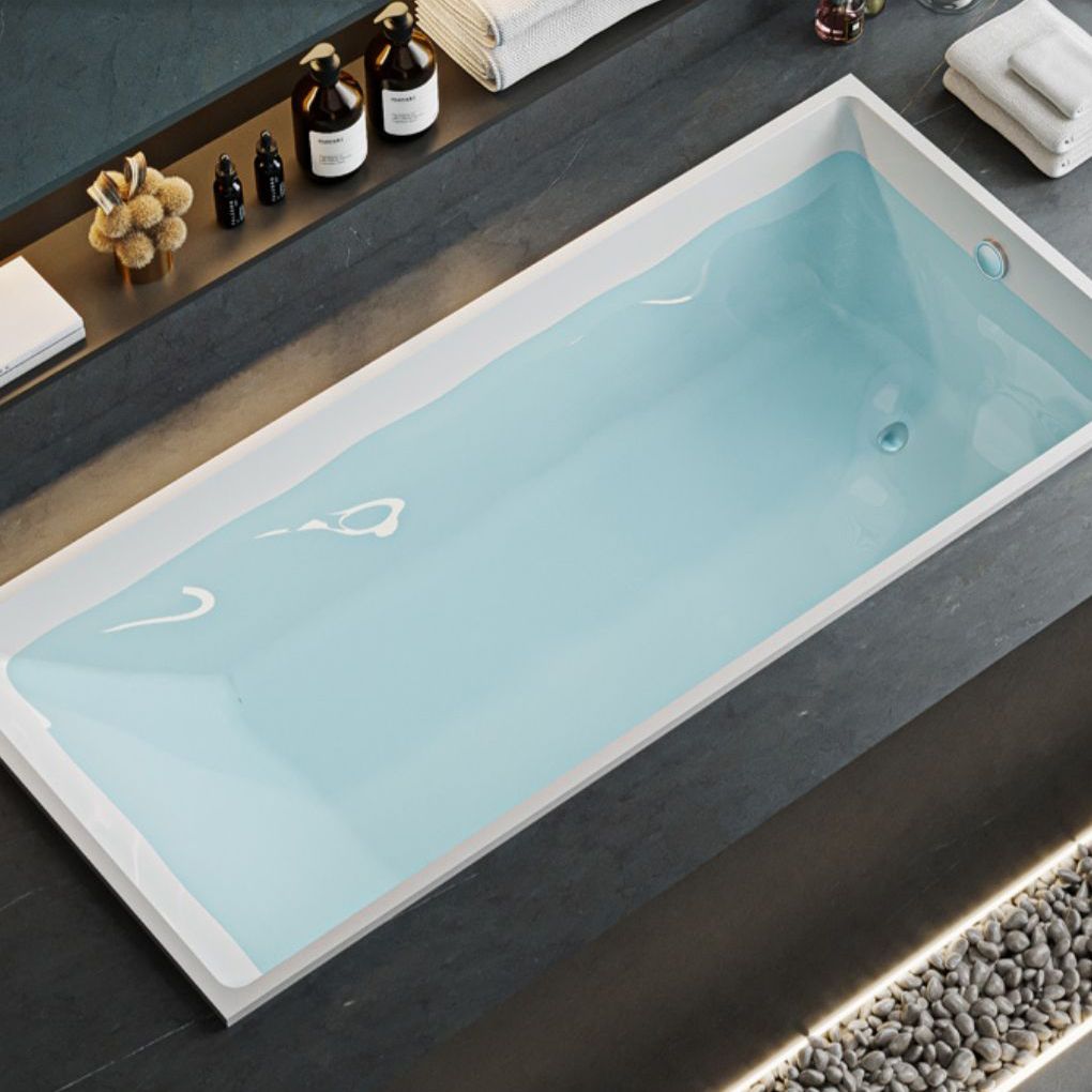 Contemporary Drop-in Soaking Bathtub Rectangle Acrylic Bathtub in White Clearhalo 'Bathroom Remodel & Bathroom Fixtures' 'Bathtubs' 'Home Improvement' 'home_improvement' 'home_improvement_bathtubs' 'Showers & Bathtubs' 1200x1200_243a0b13-7108-4fb1-ac4e-6b352e895b06