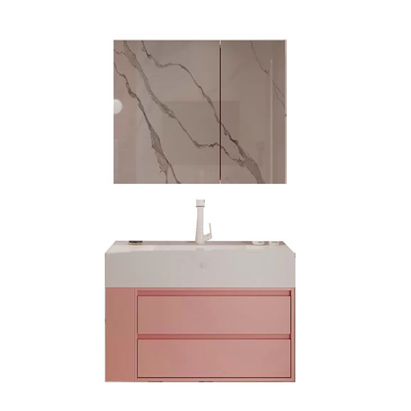 Rectangular Pink Wall Mounted Standard Wood Open Console with Sink Set Clearhalo 'Bathroom Remodel & Bathroom Fixtures' 'Bathroom Vanities' 'bathroom_vanities' 'Home Improvement' 'home_improvement' 'home_improvement_bathroom_vanities' 1200x1200_243bd9b9-9d6b-4ac1-b0e5-646406c2115b