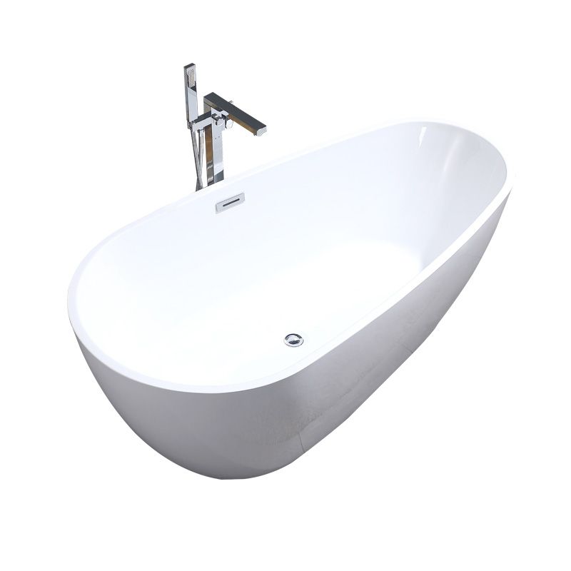 Freestanding Soaking Bathtub White Center Drain Acrylic Bath Tub Clearhalo 'Bathroom Remodel & Bathroom Fixtures' 'Bathtubs' 'Home Improvement' 'home_improvement' 'home_improvement_bathtubs' 'Showers & Bathtubs' 1200x1200_243ce490-89cc-4b1b-b4d7-9f18b343ad7a