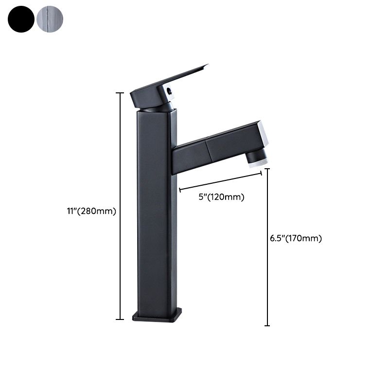 Modern Bathroom Vessel Faucet Swivel Spout Single Handle Faucet with Pull down Sprayer Clearhalo 'bathroom_sink_faucets' 'Conjunta de Baño y Conjunta de Grifo' 'Coronamiento de Baño y Dispositivo de Baño' 'Grifo del lavabo del baño' 'Hogar' 'home_improvement' 'home_improvement_bathroom_sink_faucets' 'Mejoras para el hogar' 1200x1200_245c5eaa-f6aa-4a1d-be7a-93936cb25057