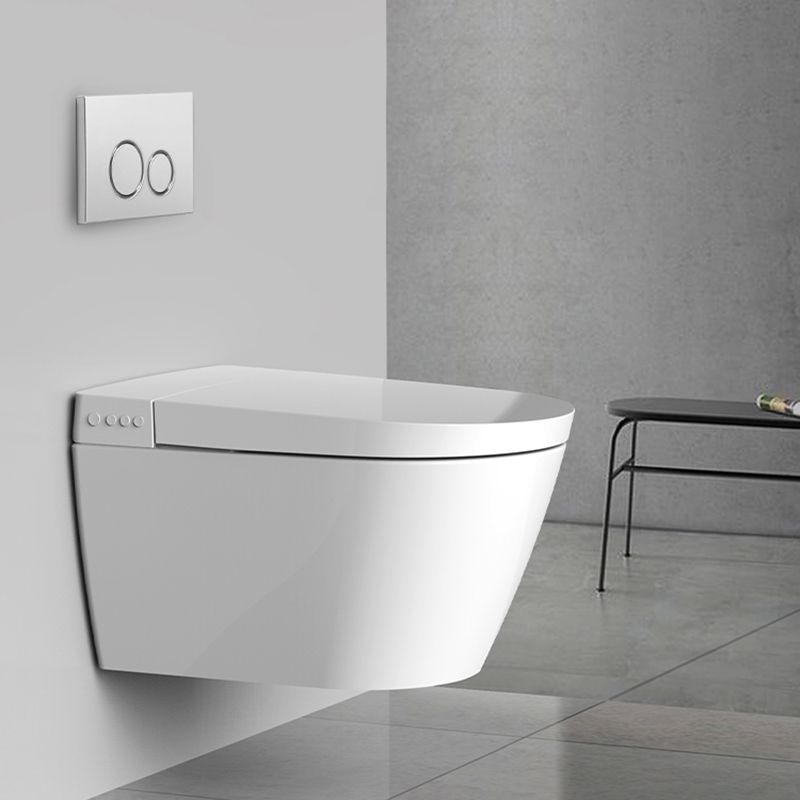 White Ceramic Elongated Wall Mounted Bidet with Heated Seat and Warm Air Dryer Clearhalo 'Bathroom Remodel & Bathroom Fixtures' 'Bidets' 'Home Improvement' 'home_improvement' 'home_improvement_bidets' 'Toilets & Bidets' 1200x1200_246f8b29-c20c-4699-a7c3-53302e0c1019