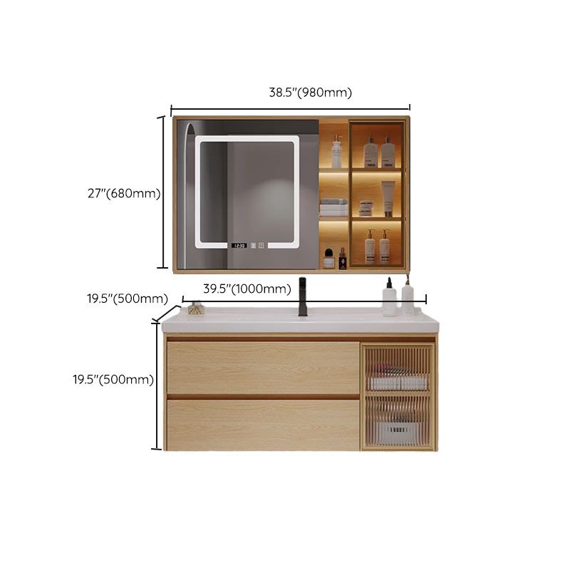 Wood Frame Bathroom Vanity Rectangular 2 Drawers Wall-Mounted Single Sink with Door Clearhalo 'Bathroom Remodel & Bathroom Fixtures' 'Bathroom Vanities' 'bathroom_vanities' 'Home Improvement' 'home_improvement' 'home_improvement_bathroom_vanities' 1200x1200_247d7206-c35c-4617-ad52-62af3fc86634