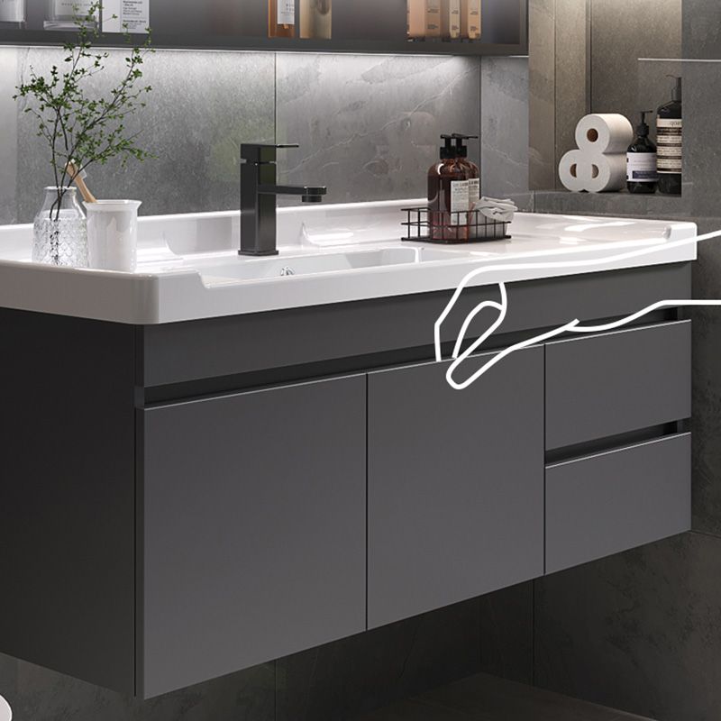 Grey Modern Solid Wood Single-Sink Open Console with Sink Set Clearhalo 'Bathroom Remodel & Bathroom Fixtures' 'Bathroom Vanities' 'bathroom_vanities' 'Home Improvement' 'home_improvement' 'home_improvement_bathroom_vanities' 1200x1200_247f5ebb-5179-4462-beec-5bc611d3550b