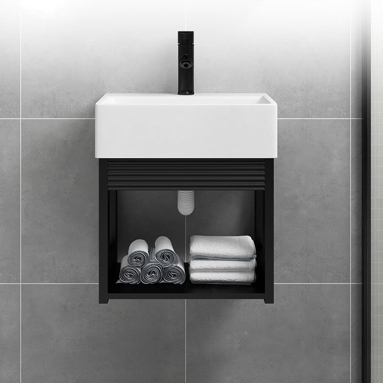 Black Bath Vanity Rectangular Single Sink Wall Mounted Metal Frame Bathroom Vanity Clearhalo 'Bathroom Remodel & Bathroom Fixtures' 'Bathroom Vanities' 'bathroom_vanities' 'Home Improvement' 'home_improvement' 'home_improvement_bathroom_vanities' 1200x1200_24a52615-5bd9-4db8-a9aa-43984cb6d94a
