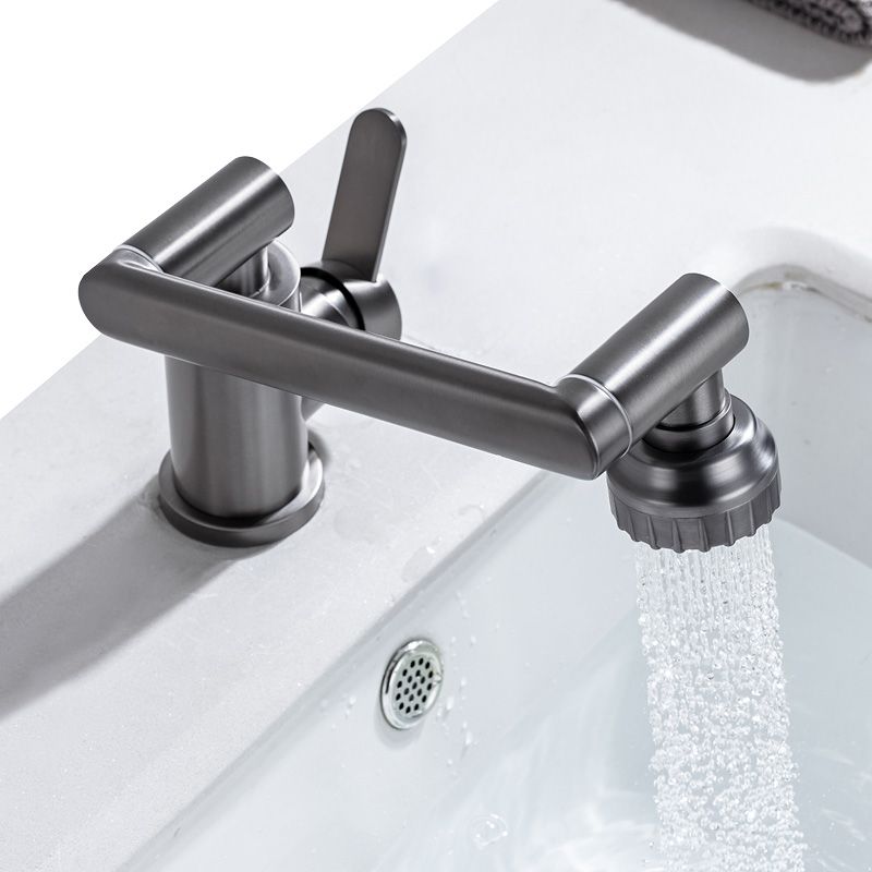 Contemporary Centerset Faucet Lever Handles Low Arc Stainless Steel Faucet Clearhalo 'Bathroom Remodel & Bathroom Fixtures' 'Bathroom Sink Faucets' 'Bathroom Sinks & Faucet Components' 'bathroom_sink_faucets' 'Home Improvement' 'home_improvement' 'home_improvement_bathroom_sink_faucets' 1200x1200_24b89fa5-6b2a-4e40-a102-047607cb38ff