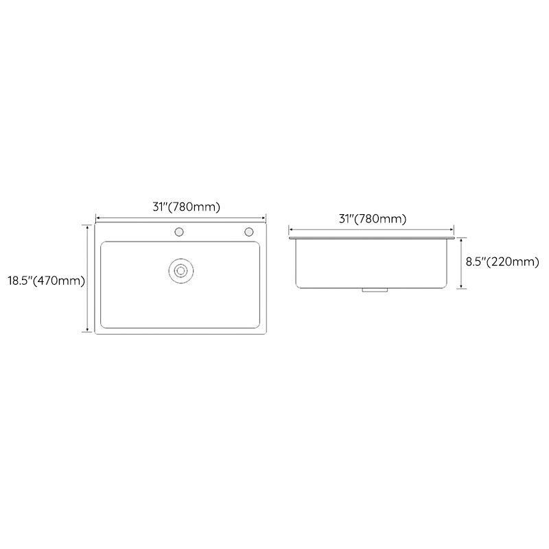 White Rectangle Kitchen Sink 2 Holes Drop-In Contemporary Sink Clearhalo 'Home Improvement' 'home_improvement' 'home_improvement_kitchen_sinks' 'Kitchen Remodel & Kitchen Fixtures' 'Kitchen Sinks & Faucet Components' 'Kitchen Sinks' 'kitchen_sinks' 1200x1200_24d3eaac-1c58-4433-b9fd-b33cfc887454