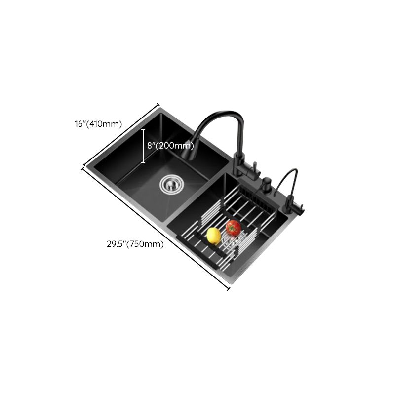 Scratch Resistant Kitchen Sink Stainless Steel Double Sink Black Undermount Kitchen Sink Clearhalo 'Home Improvement' 'home_improvement' 'home_improvement_kitchen_sinks' 'Kitchen Remodel & Kitchen Fixtures' 'Kitchen Sinks & Faucet Components' 'Kitchen Sinks' 'kitchen_sinks' 1200x1200_24de501b-58df-420d-8a66-1586c2911ace