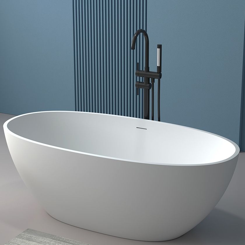 Stone Soaking Bath Antique Finish Oval Back to Wall Bath Tub Clearhalo 'Bathroom Remodel & Bathroom Fixtures' 'Bathtubs' 'Home Improvement' 'home_improvement' 'home_improvement_bathtubs' 'Showers & Bathtubs' 1200x1200_24fbe34c-845b-462c-9e30-c462258adf9d