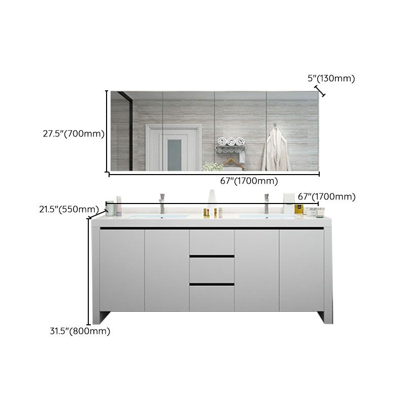 Modern White Wood Sink Vanity Faucet Included with Mirror for Bathroom Clearhalo 'Bathroom Remodel & Bathroom Fixtures' 'Bathroom Vanities' 'bathroom_vanities' 'Home Improvement' 'home_improvement' 'home_improvement_bathroom_vanities' 1200x1200_2501d4b5-ed94-4635-af17-6e8e9e99ec5f
