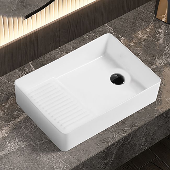 Modern Bathroom Sink Pop-Up Drain Porcelain Solid Color Rectangular Vessel Bathroom Sink Clearhalo 'Bathroom Remodel & Bathroom Fixtures' 'Bathroom Sinks & Faucet Components' 'Bathroom Sinks' 'bathroom_sink' 'Home Improvement' 'home_improvement' 'home_improvement_bathroom_sink' 1200x1200_25194f32-96ce-4fcd-affd-5aa16443e2b8