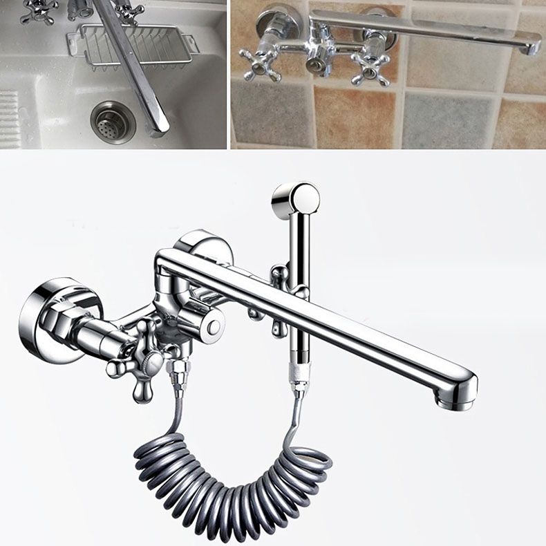 Modern Bath Filler Trim Copper with Handheld Shower Swivel Wall Mount Tub Spout Trim Clearhalo 'Bathroom Remodel & Bathroom Fixtures' 'Bathtub Faucets' 'bathtub_faucets' 'Home Improvement' 'home_improvement' 'home_improvement_bathtub_faucets' 1200x1200_251d3a90-30aa-410c-b42a-81f83ab42baa