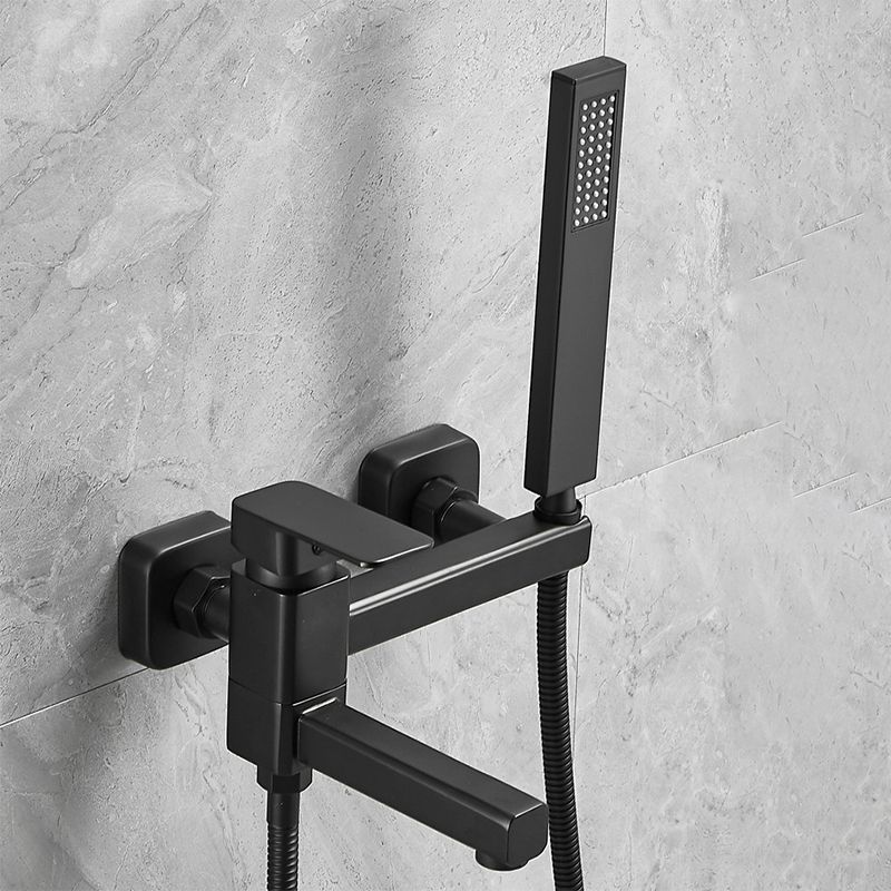 Modern Wall Mounted Metal Tub Filler Low Arc Swivel Bathroom Faucet Clearhalo 'Bathroom Remodel & Bathroom Fixtures' 'Bathtub Faucets' 'bathtub_faucets' 'Home Improvement' 'home_improvement' 'home_improvement_bathtub_faucets' 1200x1200_252bbe08-e43f-4fab-b6e6-d2539116b89f