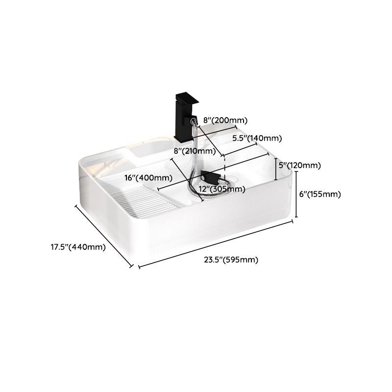 Modern Bathroom Sink Porcelain Solid Color Rectangular Vessel with Pop-Up Drain Clearhalo 'Bathroom Remodel & Bathroom Fixtures' 'Bathroom Sinks & Faucet Components' 'Bathroom Sinks' 'bathroom_sink' 'Home Improvement' 'home_improvement' 'home_improvement_bathroom_sink' 1200x1200_25348eea-accd-41ab-8d6e-e65d6916f175